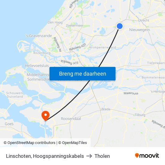 Linschoten, Hoogspanningskabels to Tholen map
