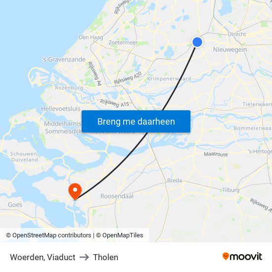 Woerden, Viaduct to Tholen map