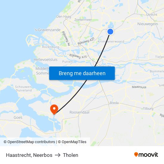 Haastrecht, Neerbos to Tholen map