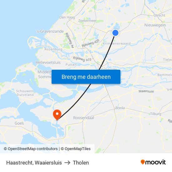 Haastrecht, Waaiersluis to Tholen map