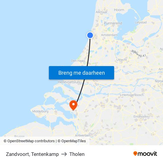 Zandvoort, Tentenkamp to Tholen map