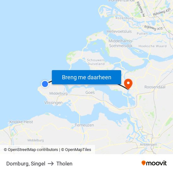 Domburg, Singel to Tholen map