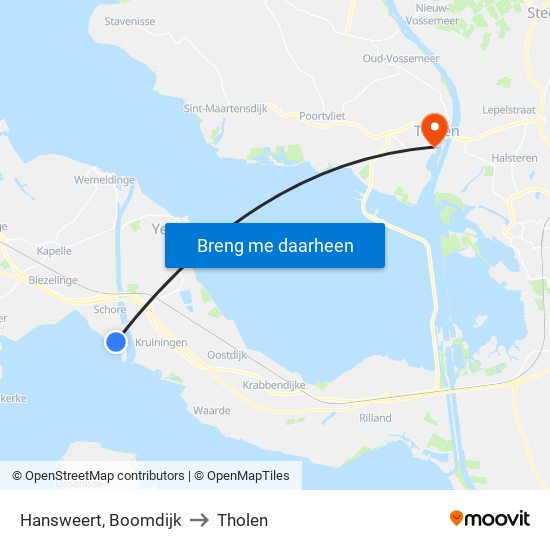 Hansweert, Boomdijk to Tholen map