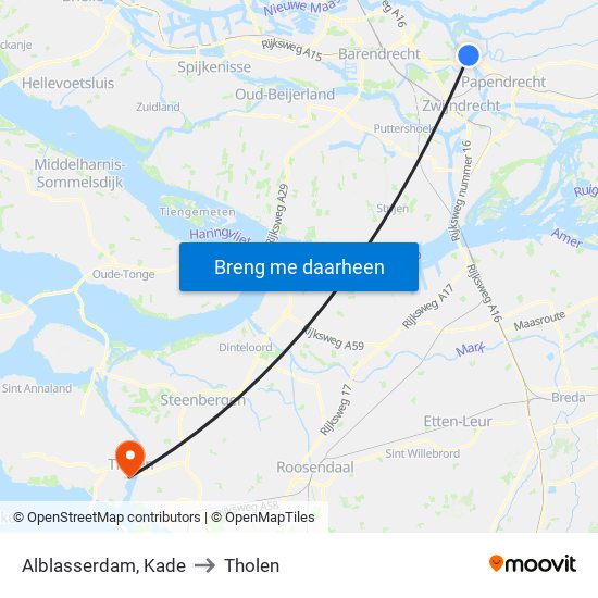 Alblasserdam, Kade to Tholen map