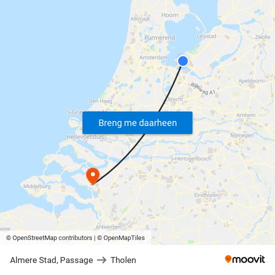 Almere Stad, Passage to Tholen map