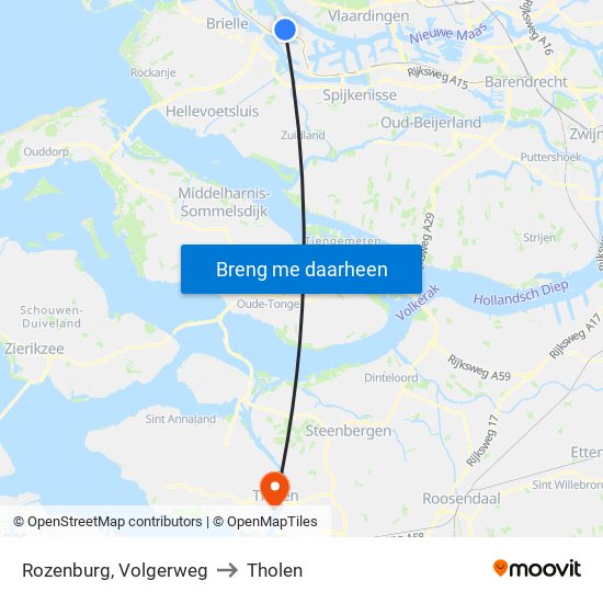 Rozenburg, Volgerweg to Tholen map