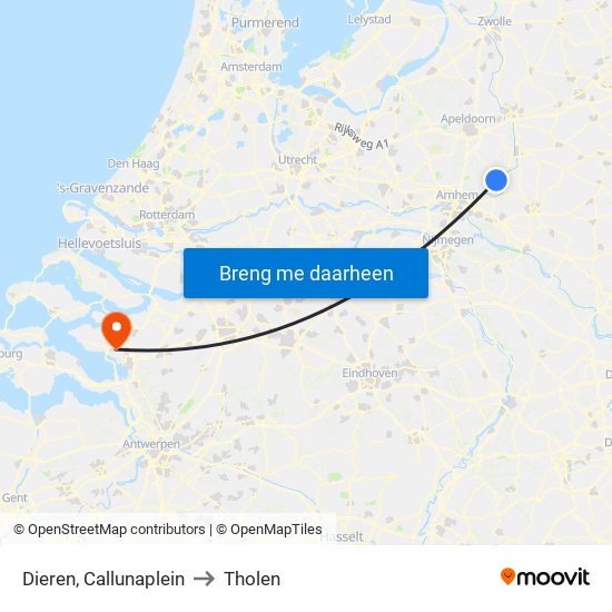 Dieren, Callunaplein to Tholen map