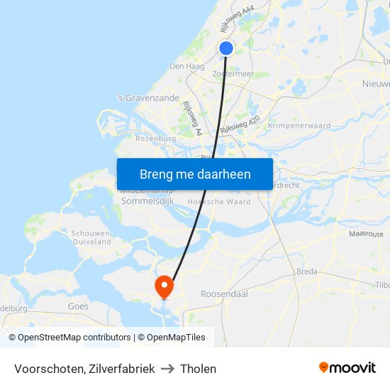 Voorschoten, Zilverfabriek to Tholen map