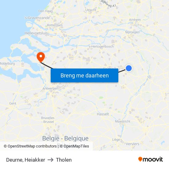 Deurne, Heiakker to Tholen map