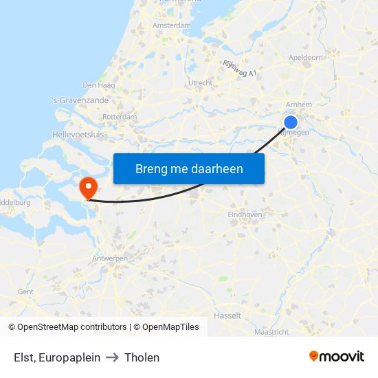 Elst, Europaplein to Tholen map