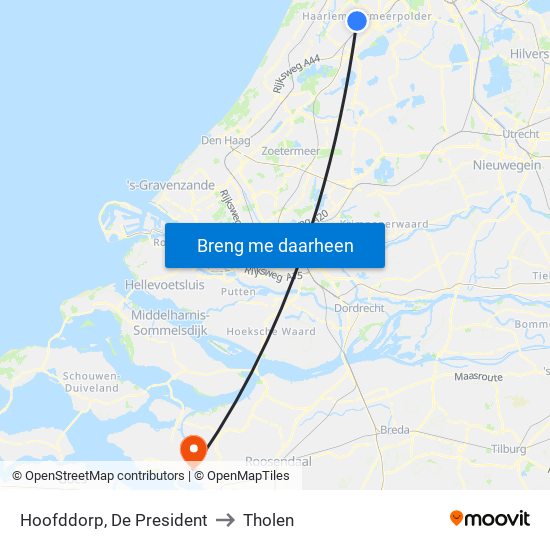 Hoofddorp, De President to Tholen map