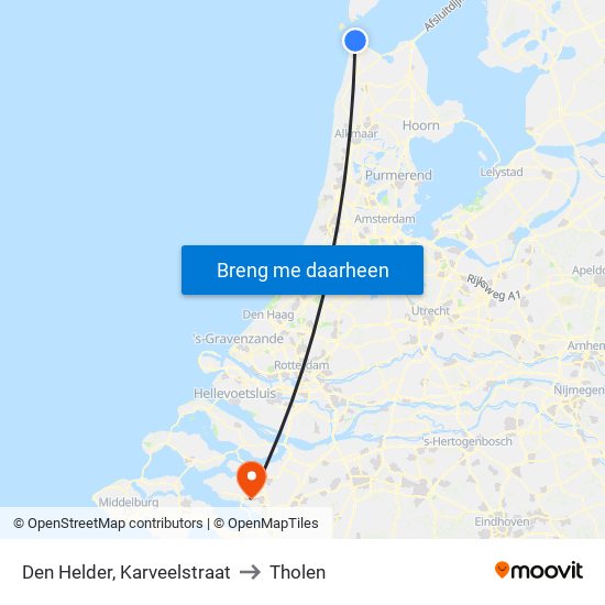 Den Helder, Karveelstraat to Tholen map