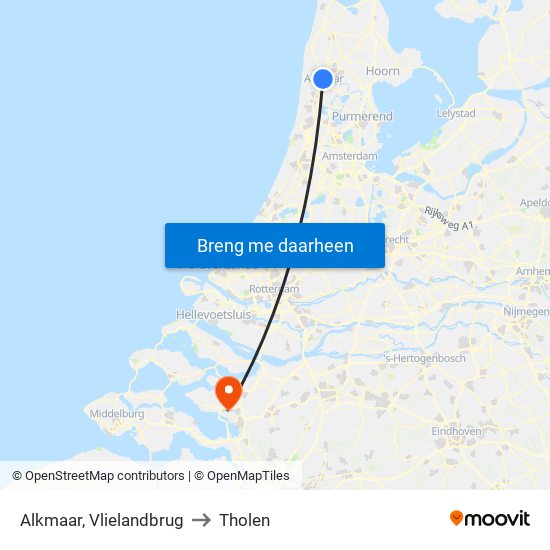Alkmaar, Vlielandbrug to Tholen map