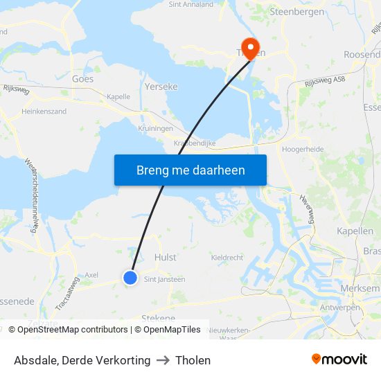 Absdale, Derde Verkorting to Tholen map