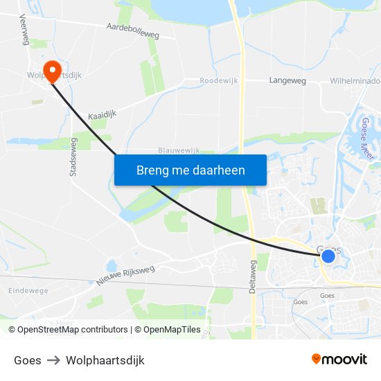 Goes to Wolphaartsdijk map