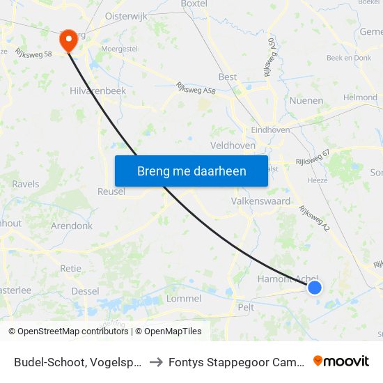 Budel-Schoot, Vogelsplein to Fontys Stappegoor Campus map