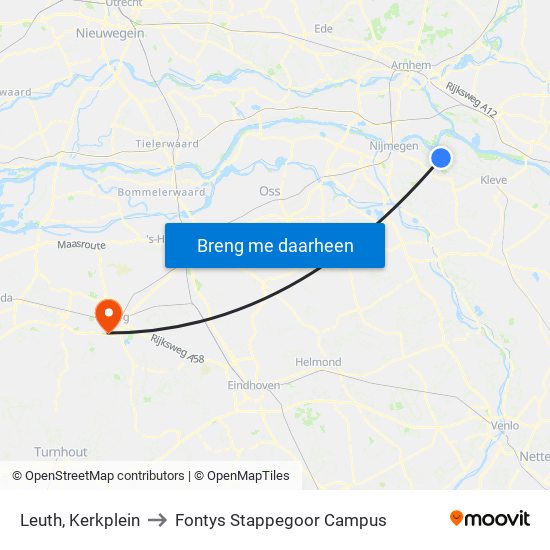 Leuth, Kerkplein to Fontys Stappegoor Campus map