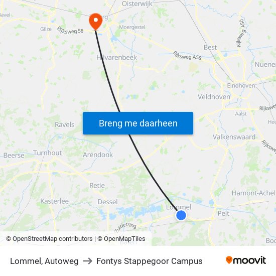 Lommel, Autoweg to Fontys Stappegoor Campus map