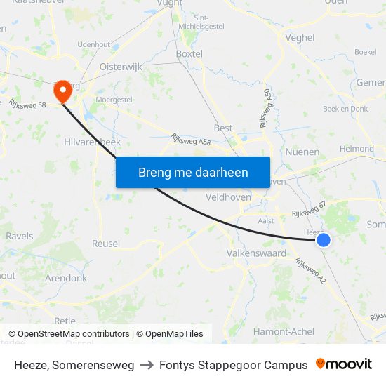 Heeze, Somerenseweg to Fontys Stappegoor Campus map