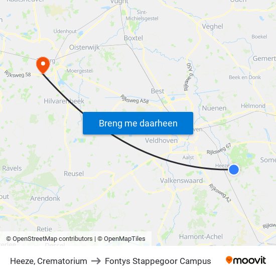Heeze, Crematorium to Fontys Stappegoor Campus map