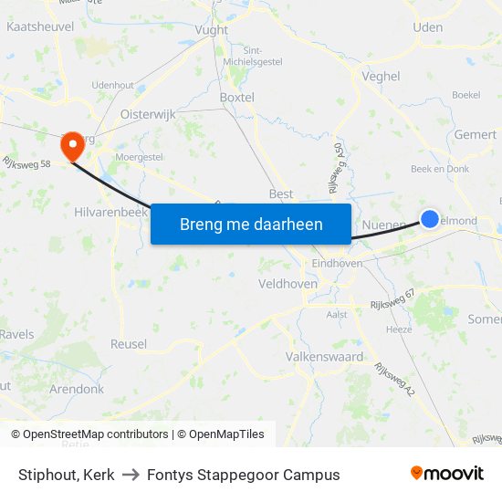 Stiphout, Kerk to Fontys Stappegoor Campus map