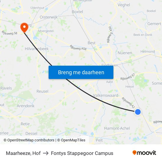 Maarheeze, Hof to Fontys Stappegoor Campus map