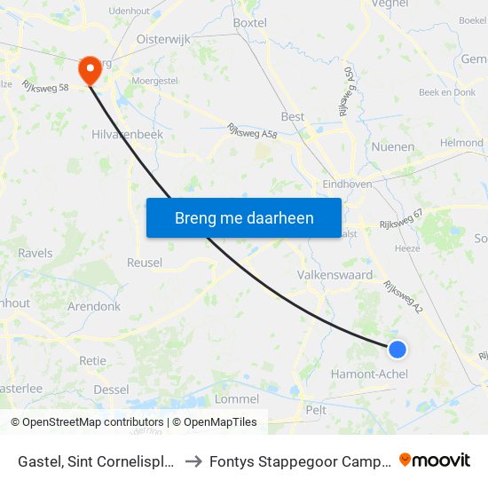 Gastel, Sint Cornelisplein to Fontys Stappegoor Campus map