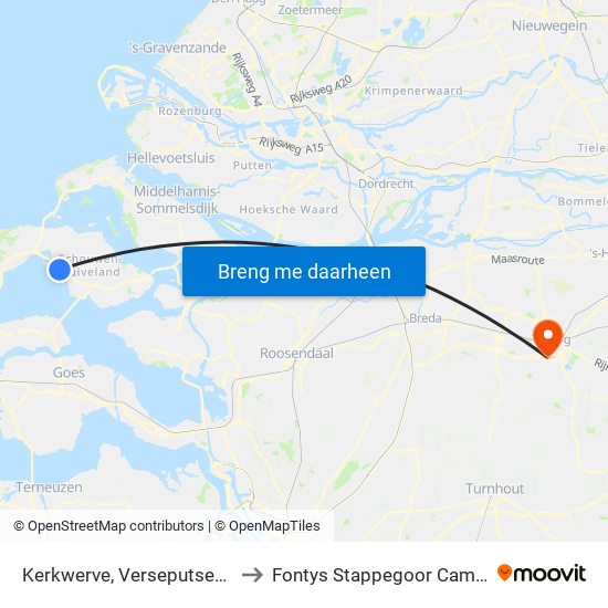 Kerkwerve, Verseputseweg to Fontys Stappegoor Campus map