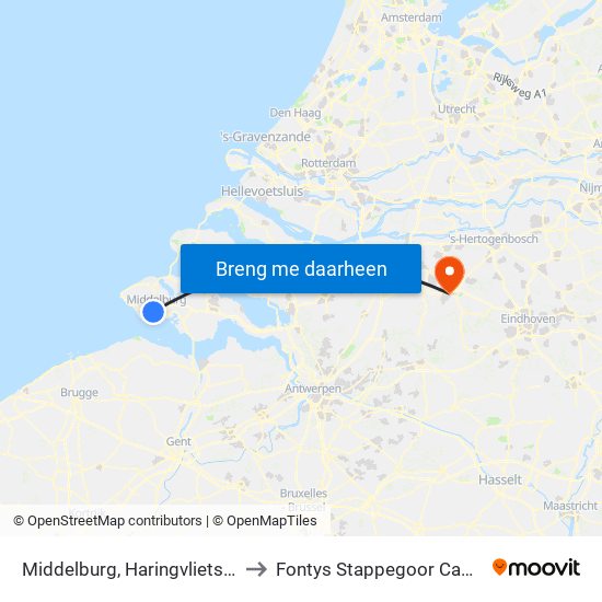 Middelburg, Haringvlietstraat to Fontys Stappegoor Campus map