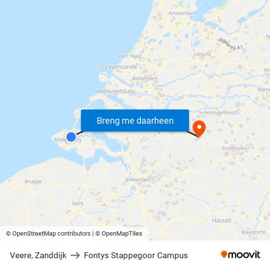 Veere, Zanddijk to Fontys Stappegoor Campus map