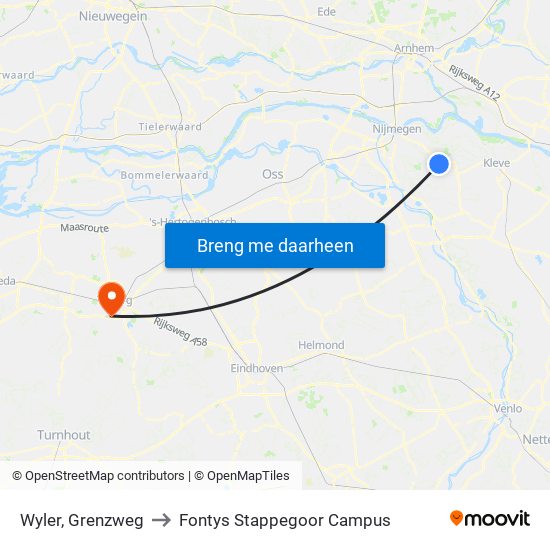 Wyler, Grenzweg to Fontys Stappegoor Campus map