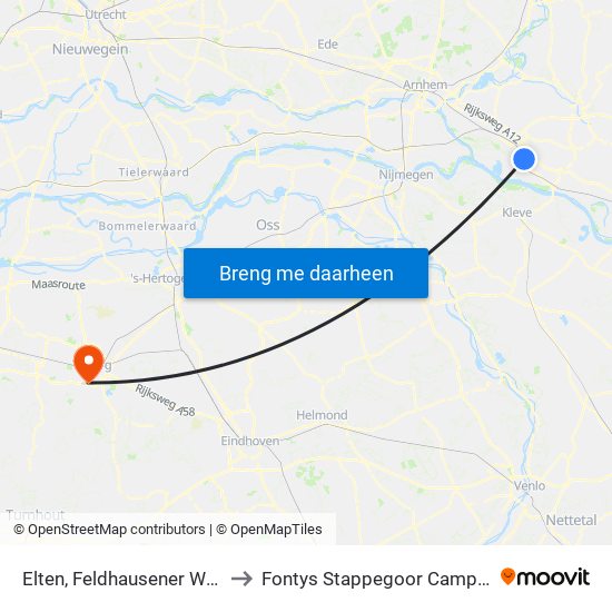 Elten, Feldhausener Weg to Fontys Stappegoor Campus map
