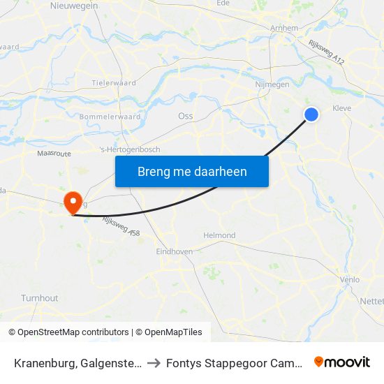 Kranenburg, Galgensteeg to Fontys Stappegoor Campus map