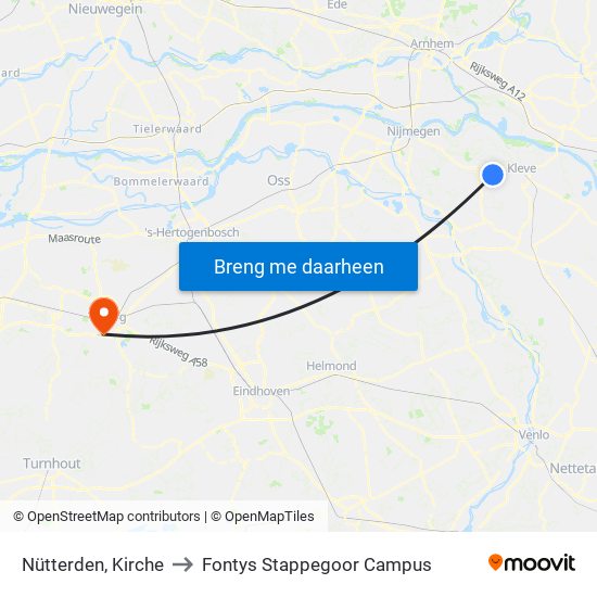 Nütterden, Kirche to Fontys Stappegoor Campus map