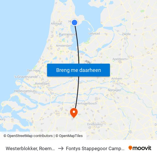 Westerblokker, Roemer to Fontys Stappegoor Campus map