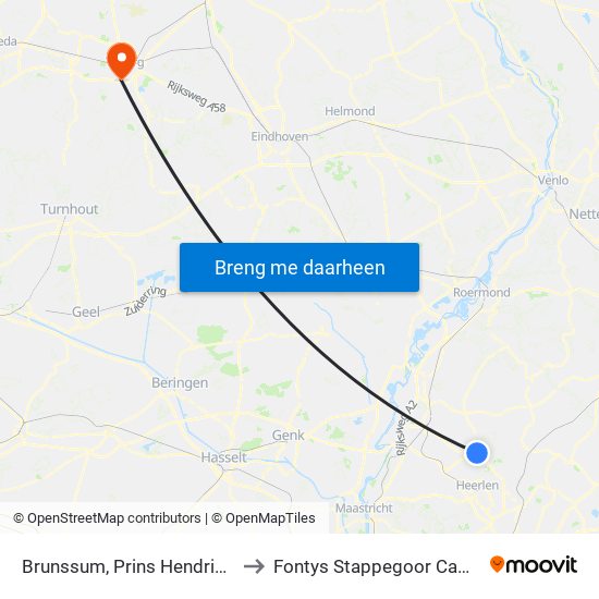 Brunssum, Prins Hendriklaan to Fontys Stappegoor Campus map