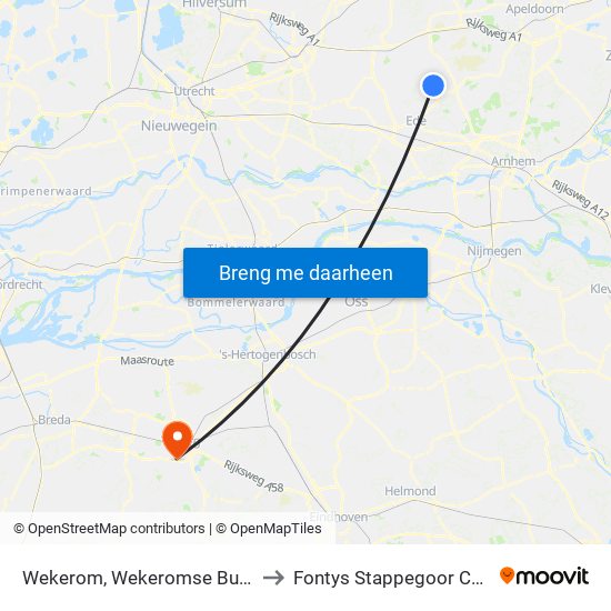 Wekerom, Wekeromse Buurtweg to Fontys Stappegoor Campus map