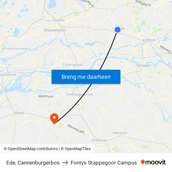 Ede, Cannenburgerbos to Fontys Stappegoor Campus map