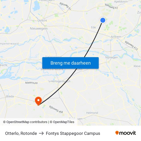 Otterlo, Rotonde to Fontys Stappegoor Campus map