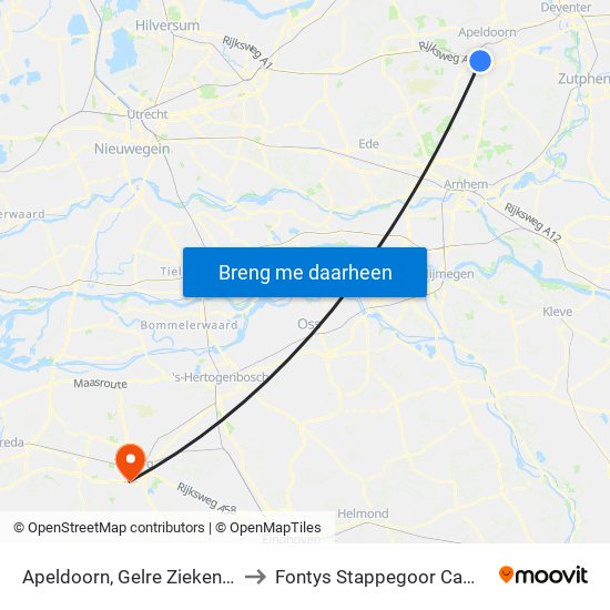Apeldoorn, Gelre Ziekenhuis to Fontys Stappegoor Campus map