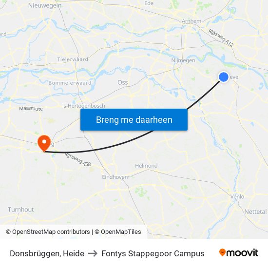 Donsbrüggen, Heide to Fontys Stappegoor Campus map