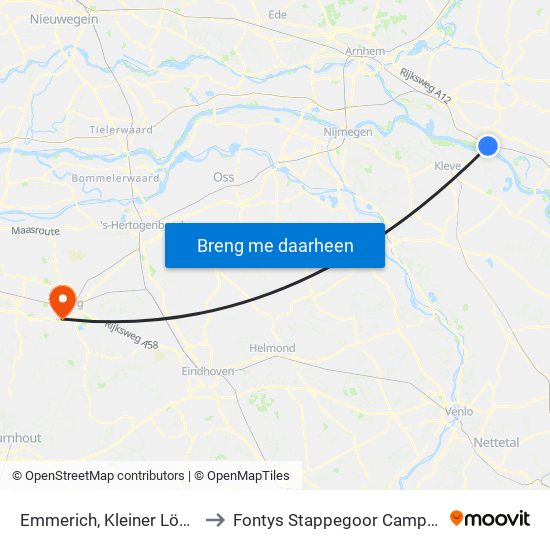 Emmerich, Kleiner Löwe to Fontys Stappegoor Campus map