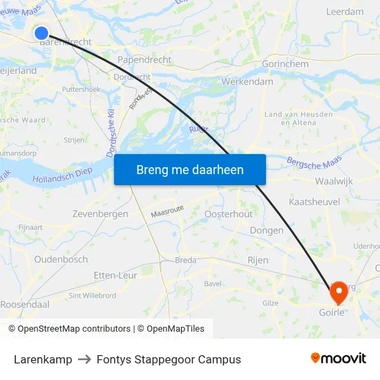 Larenkamp to Fontys Stappegoor Campus map