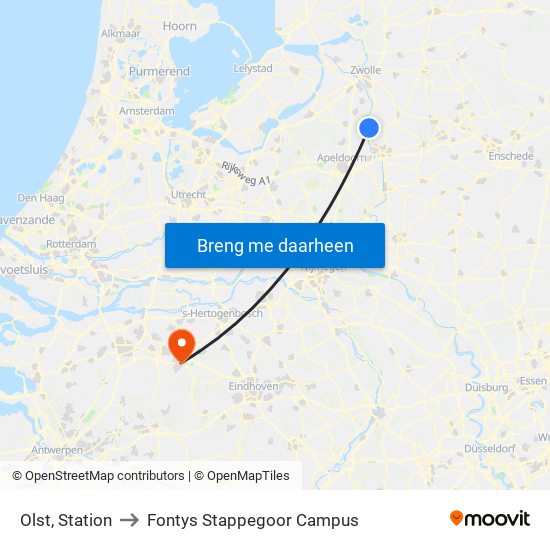 Olst, Station to Fontys Stappegoor Campus map