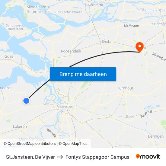 St.Jansteen, De Vijver to Fontys Stappegoor Campus map