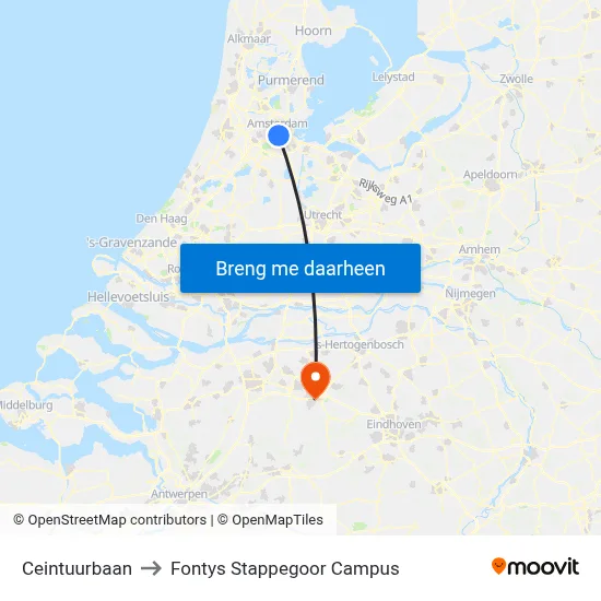 Ceintuurbaan to Fontys Stappegoor Campus map