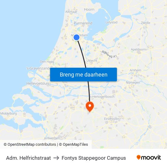 Adm. Helfrichstraat to Fontys Stappegoor Campus map