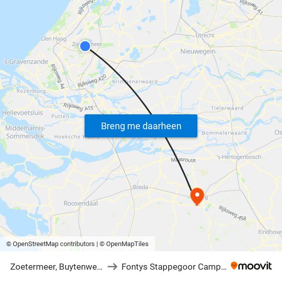 Zoetermeer, Buytenwegh to Fontys Stappegoor Campus map