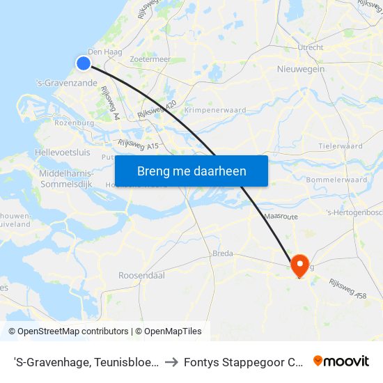 'S-Gravenhage, Teunisbloemplein to Fontys Stappegoor Campus map