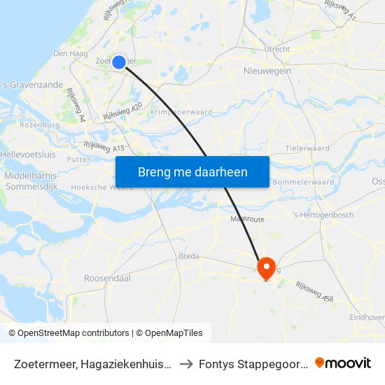 Zoetermeer, Hagaziekenhuis Zoetermeer to Fontys Stappegoor Campus map